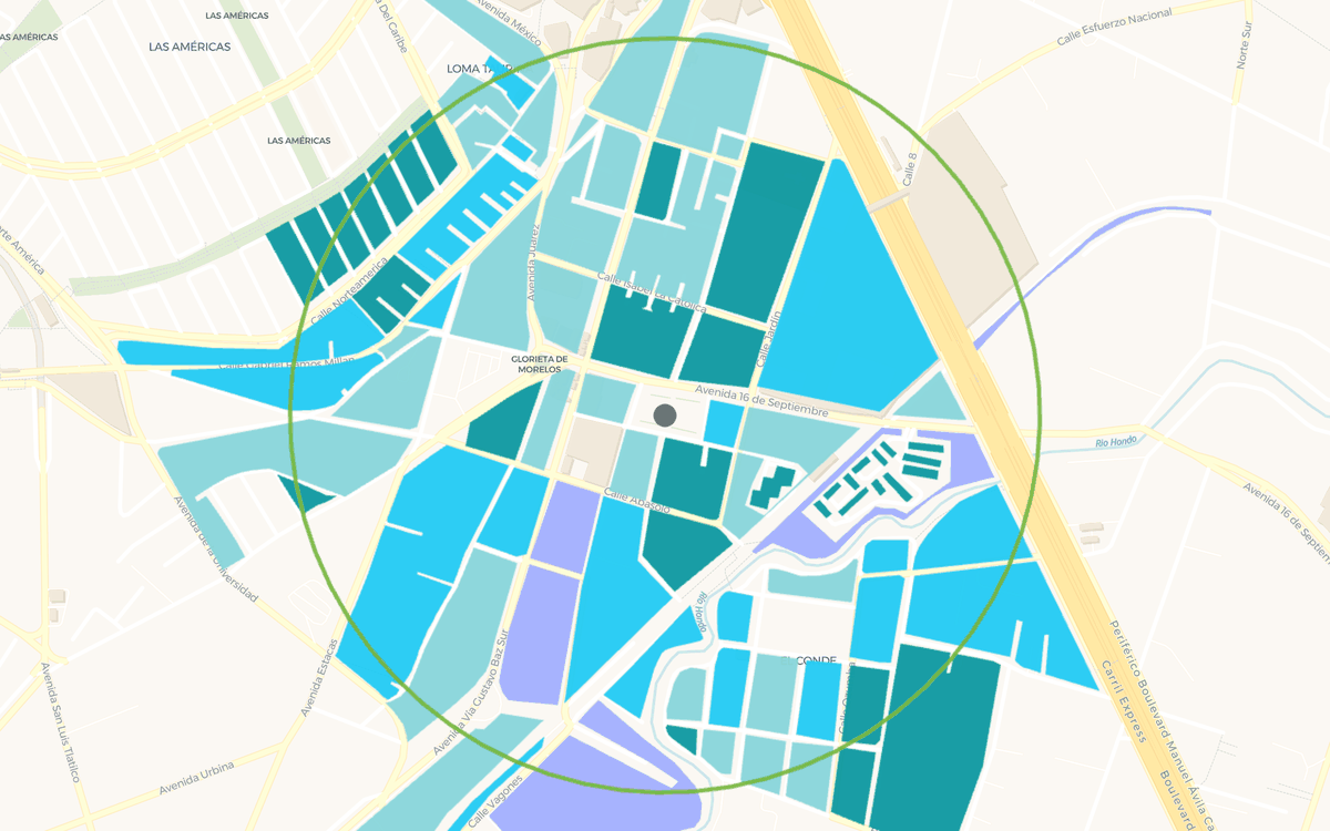 Mapa de nivel socioeconómico por manzana alrededor de la ubicación analizada